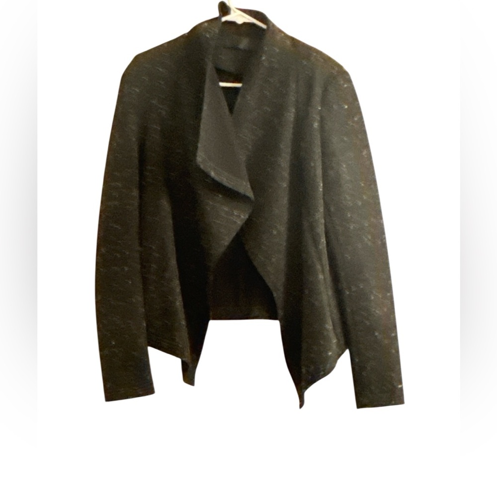 Donna Karan New York Draped Cardigan Jacket Black Med Business office Wool blend